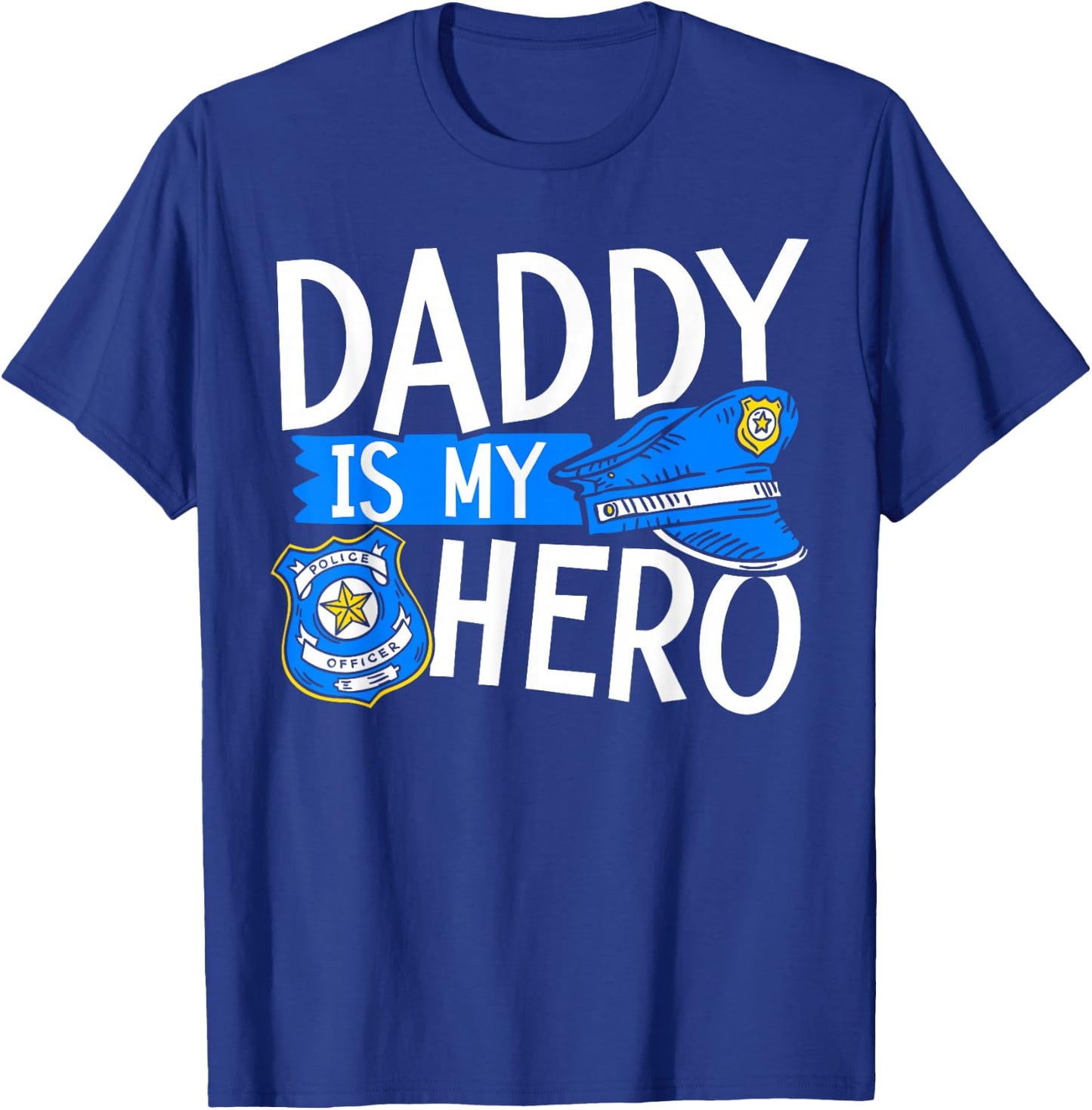 Daddy Is My Hero Kids Police Thin Blue Line Law Enforcement T-Shirt - T-Shirt | Royal
