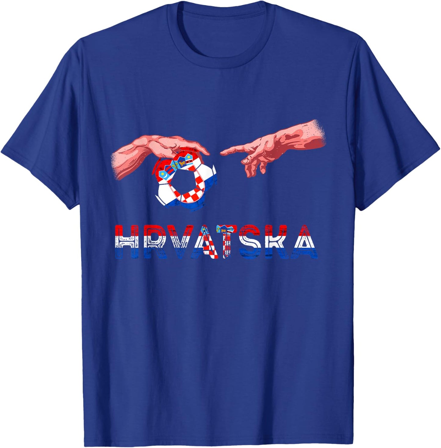 Croatia Hrvatska Soccer Team Reaching Hands Croatian Flag T-Shirt - T-Shirt | Royal