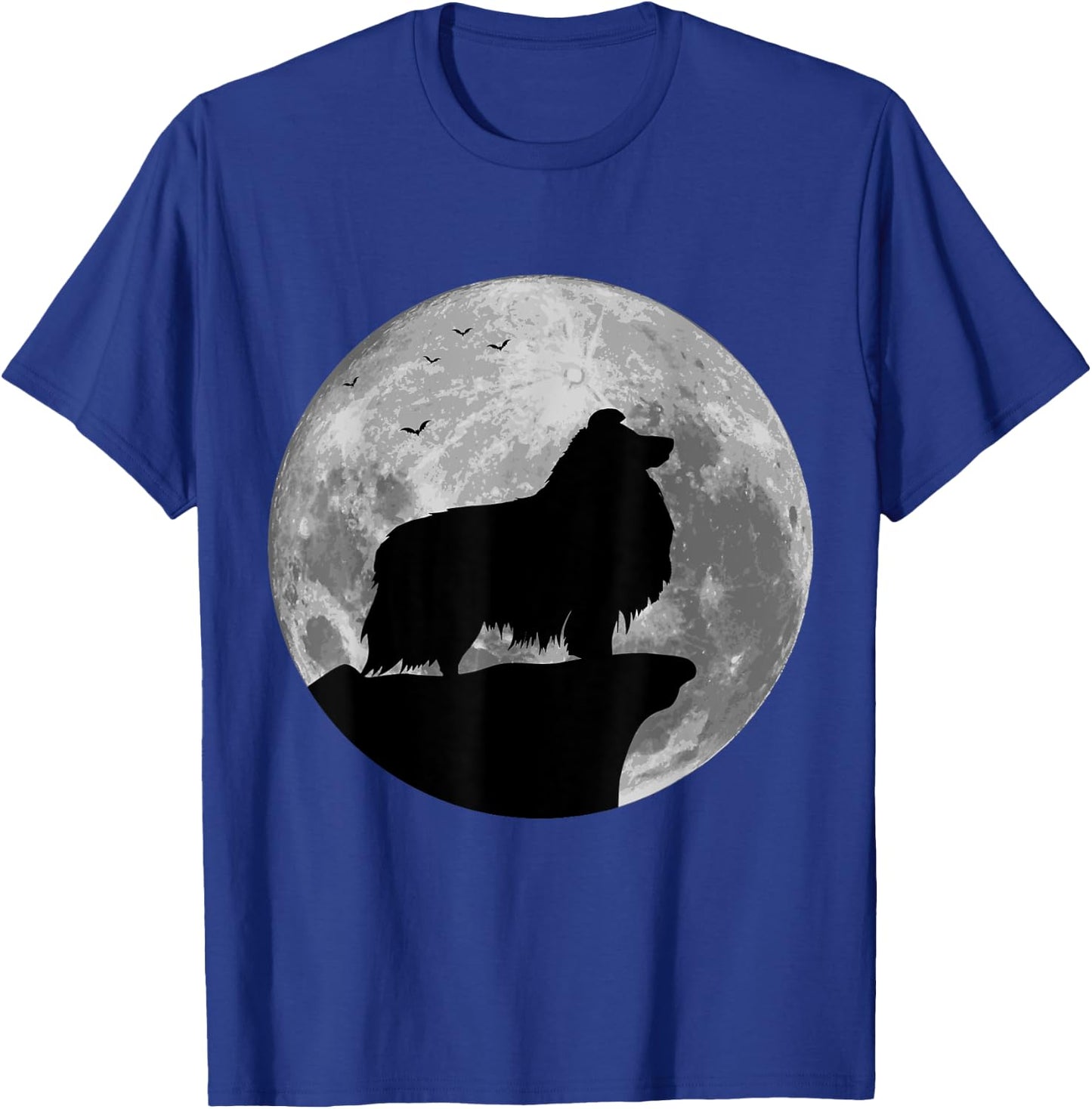 Sheltie Silhouette In The Moon Halloween Costume T-Shirt - T-Shirt | Royal