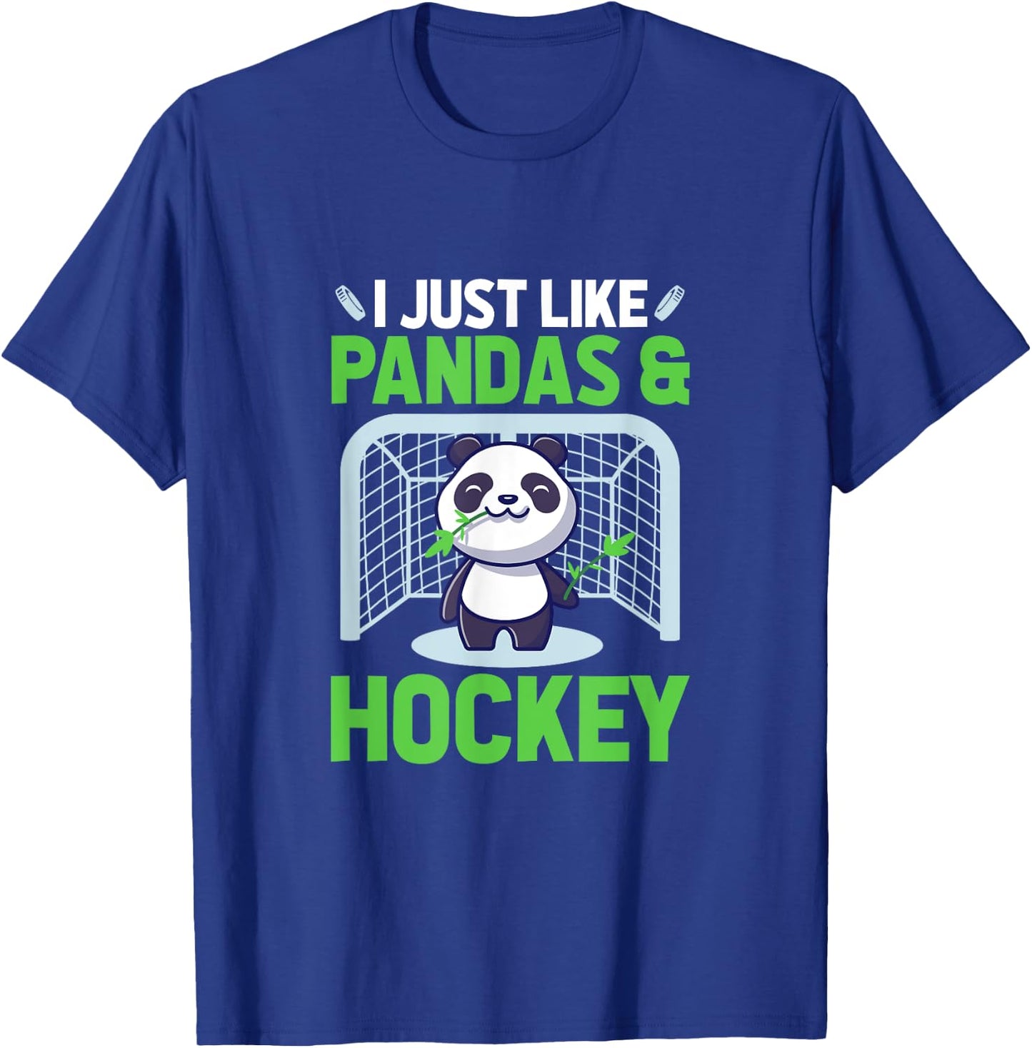 Ice Hockey I Just Like Pandas & Hockey T-Shirt - T-Shirt | Royal