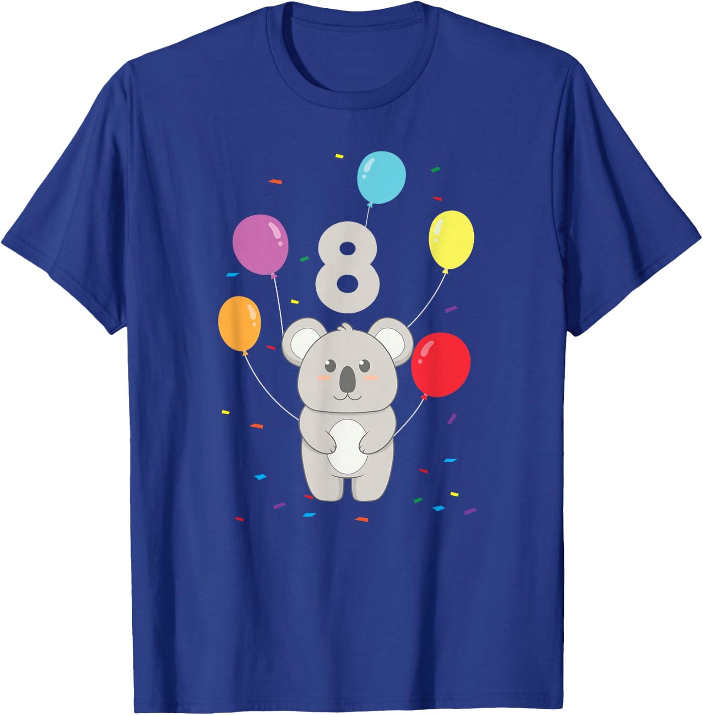 8th Birthday 8 Years Koala Balloons Australia Eucalyptus Zoo T-Shirt - T-Shirt | Royal