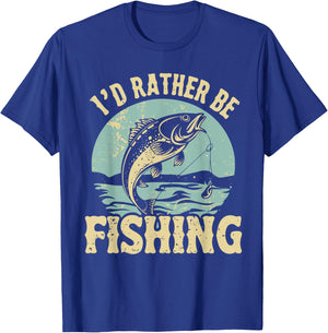I'd Rather Be Fishing Men Women Kids Fishing Father's Day T-Shirt - T-Shirt | Royal