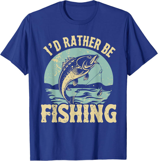 I'd Rather Be Fishing Men Women Kids Fishing Father's Day T-Shirt - T-Shirt | Royal