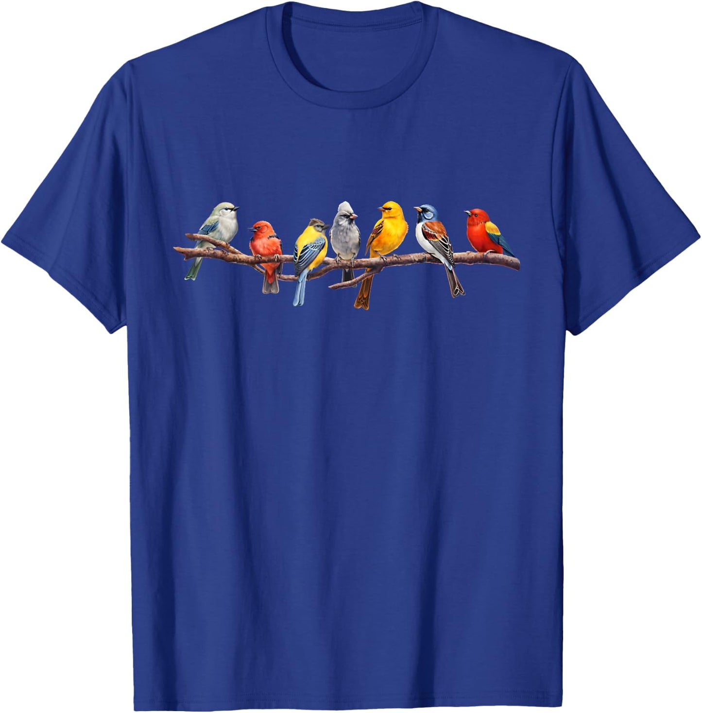 Backyard Bird Watching Watcher Birder Songbirds on a Branch T-Shirt - T-Shirt | Royal