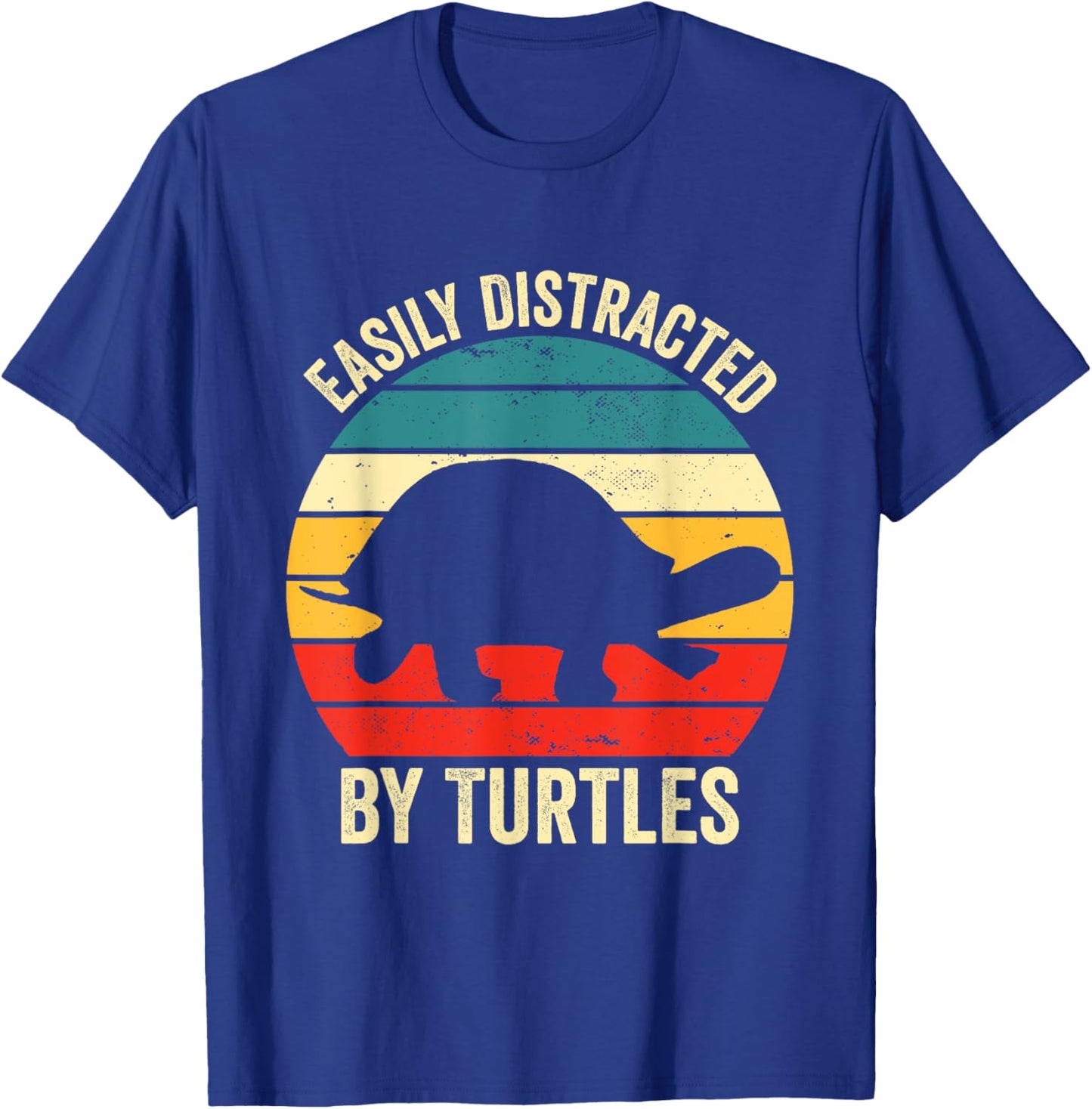 Turtle Easily Distracted By Turtles Sea Vintage Kids Lover T-Shirt - T-Shirt | Royal
