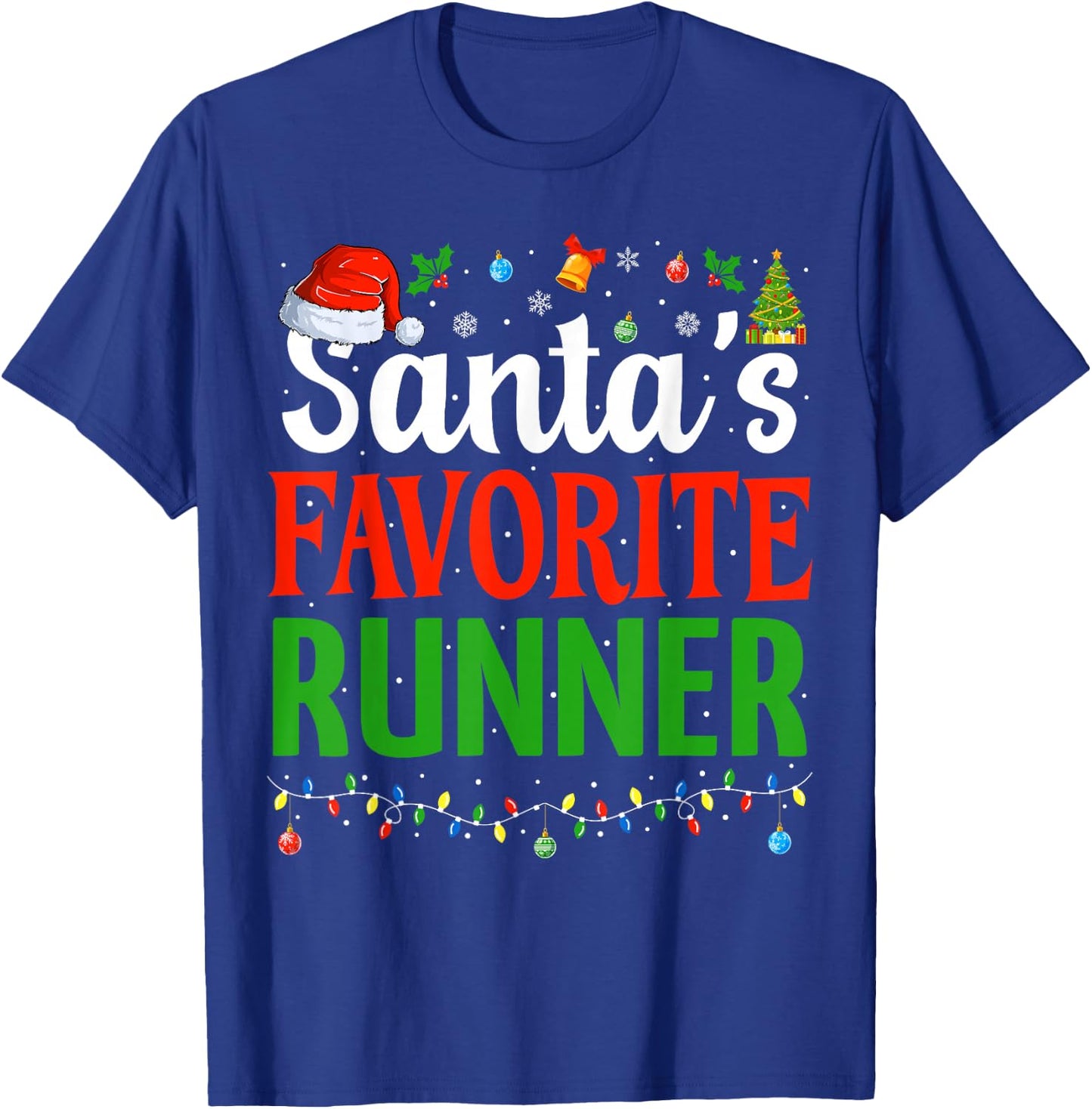 Santa’s Favorite Runner Xmas Funny Runners Christmas Running T-Shirt - T-Shirt | Royal