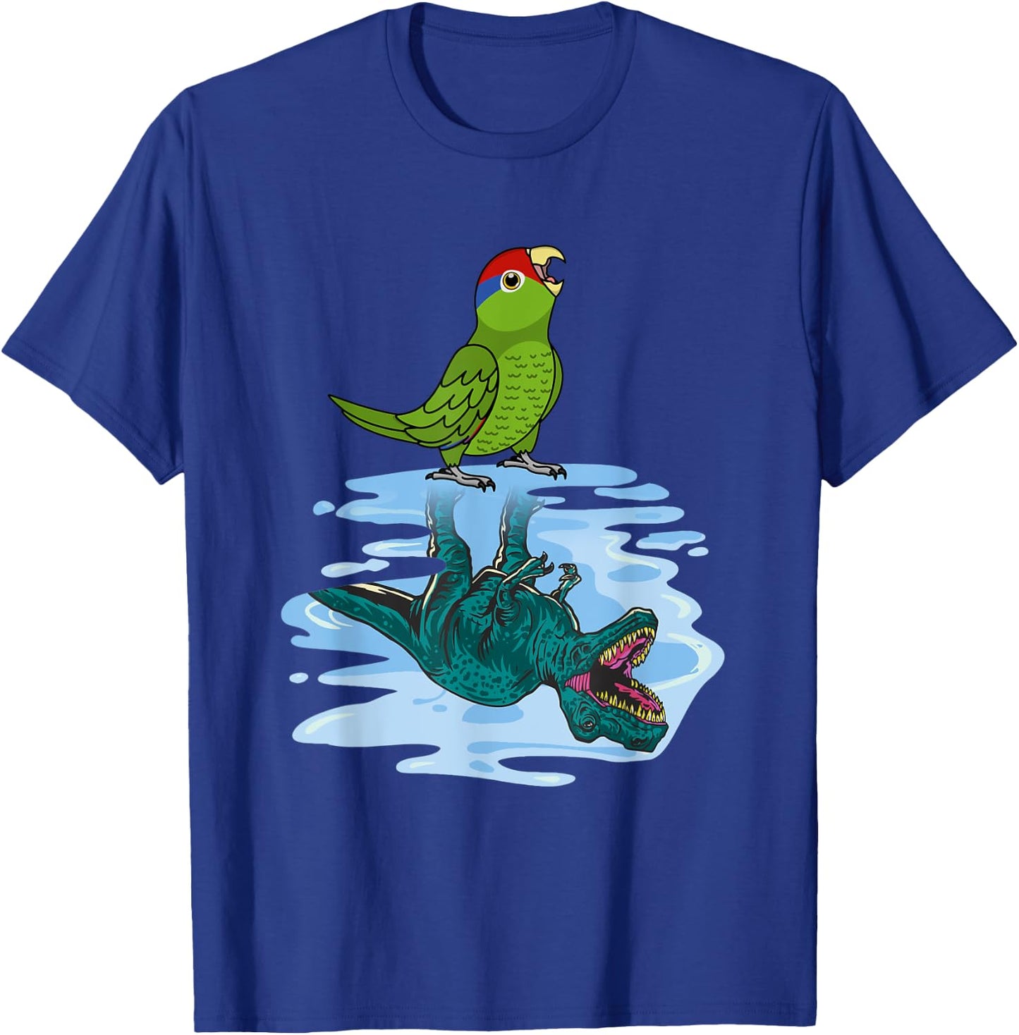 Parrot & T Rex Reflection I Mexican Red-headed Amazon T-Shirt - T-Shirt | Royal