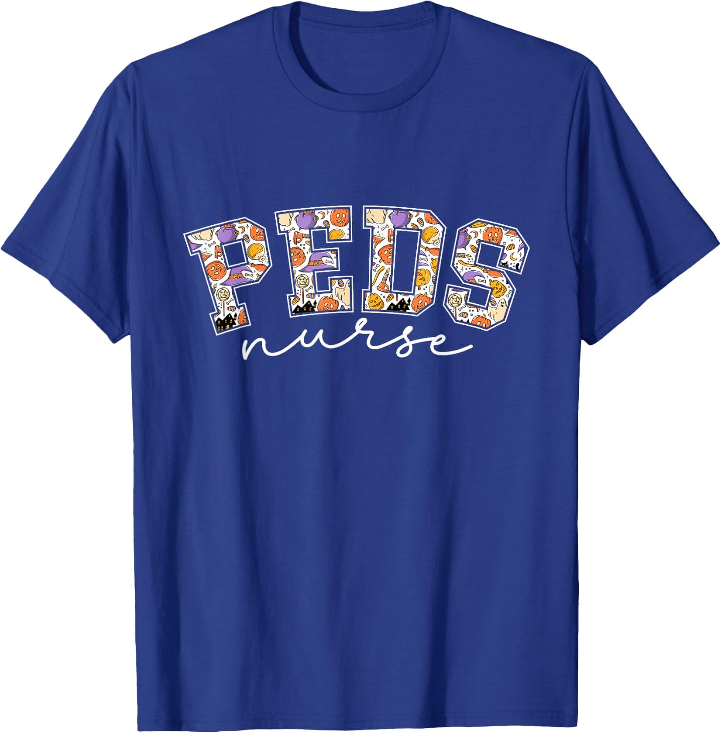 Peds Nurse Halloween Pediatric Rn Fall Autumn Hospital Party T-Shirt - T-Shirt | Royal