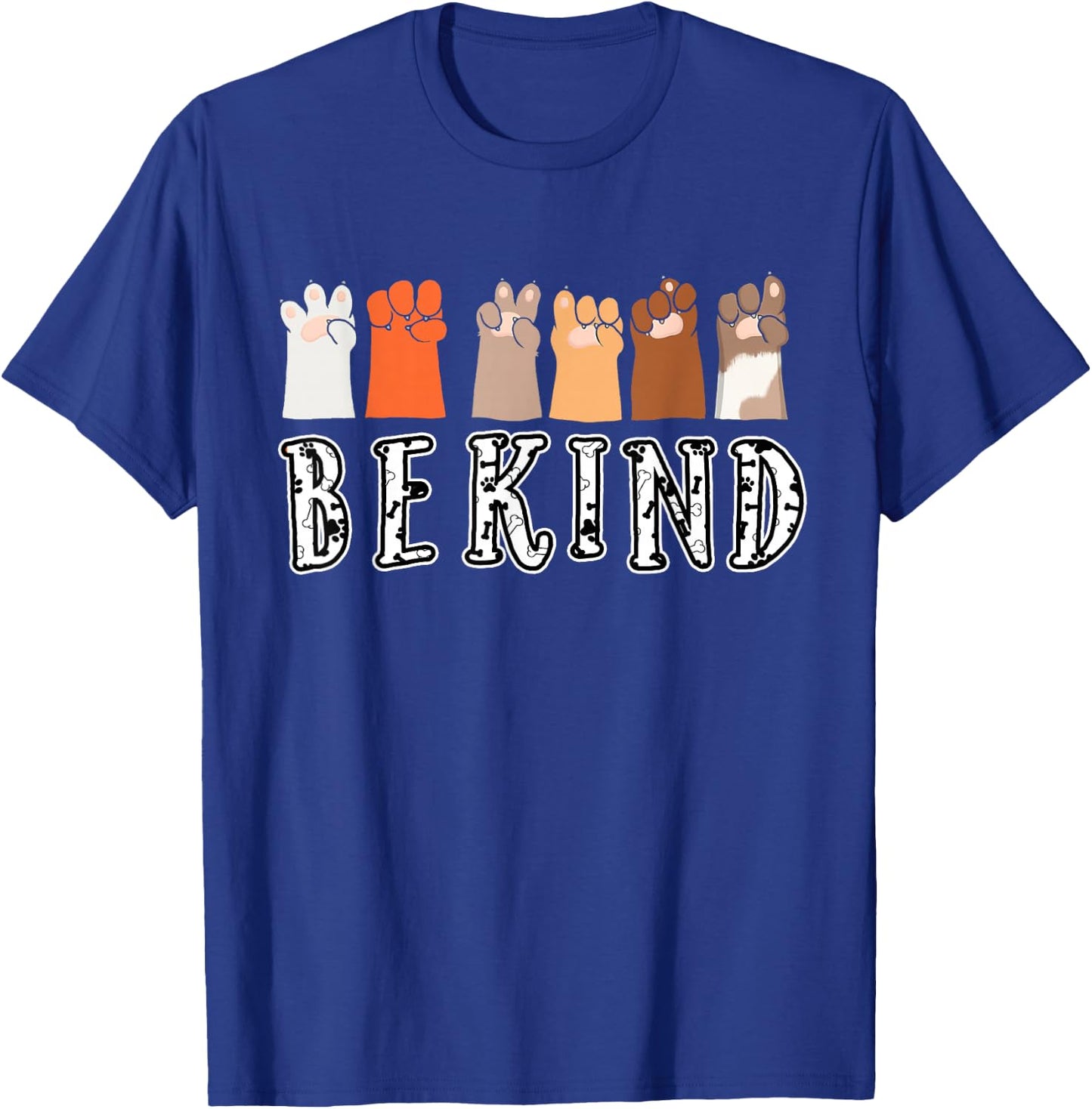 Be Kind Hand Talking Finger Dog Signs Cute -Adults & Kids Black Modern Animal Theme ASL Kindness Funny Dog Paw T-Shirt - T-Shirt | Royal