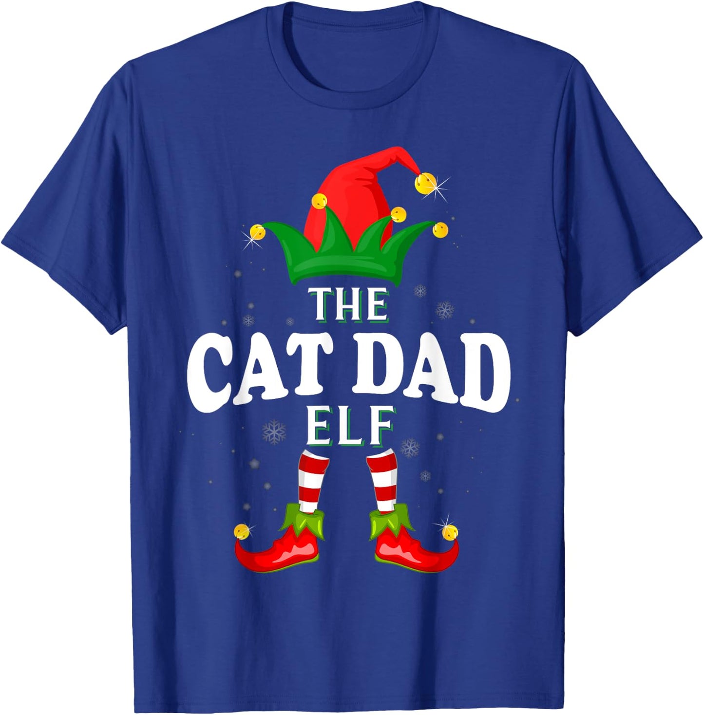 Xmas Cat dad Elf Family Matching Christmas Pajama T-Shirt - T-Shirt | Royal