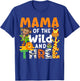 Mama Of The Wild and Three Zoo Theme Birthday Jungle Safari T-Shirt - T-Shirt | Royal