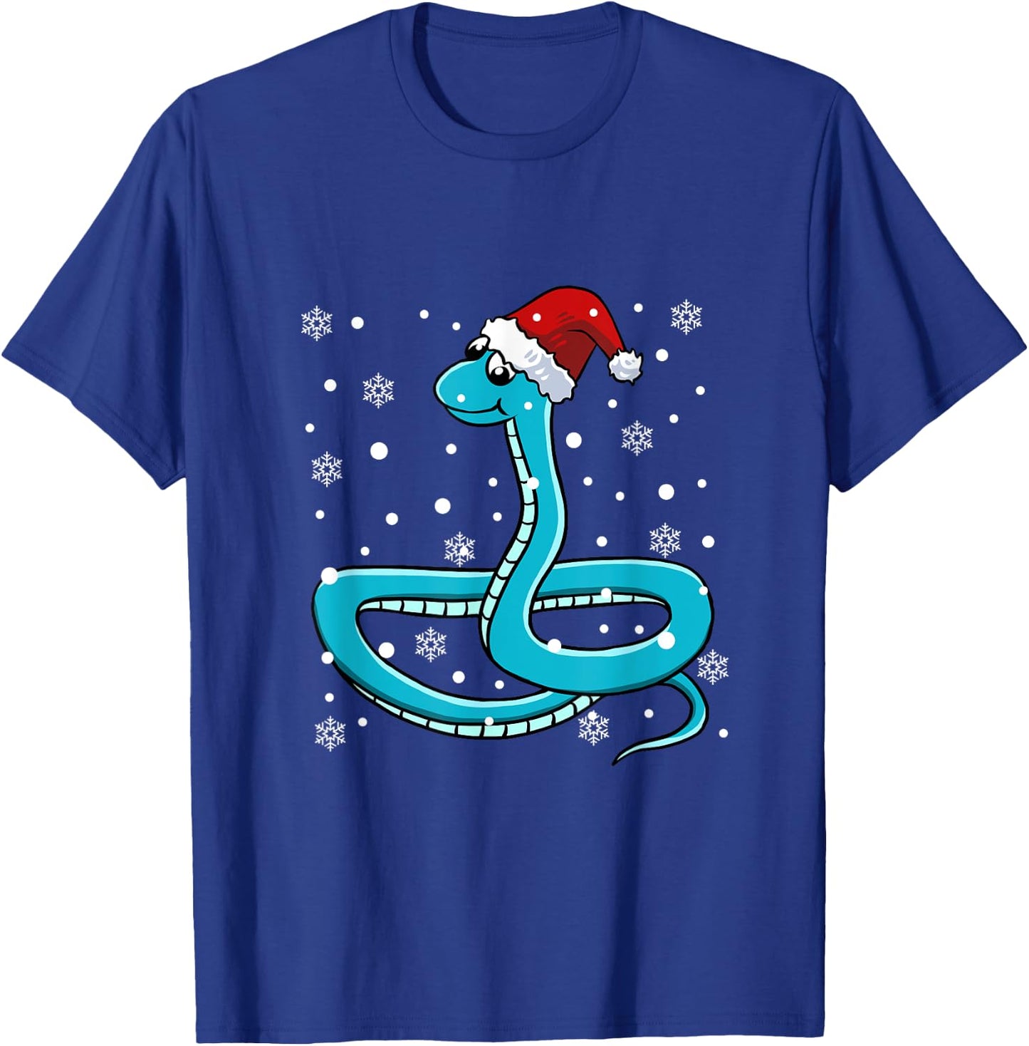 Snake Santa Hat Christmas Pajama Cute Animal Snowflakes Xmas T-Shirt - T-Shirt | Royal
