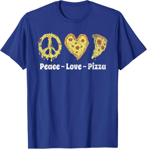 Peace Love Pizza T-Shirt - T-Shirt | Royal