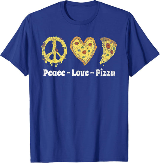 Peace Love Pizza T-Shirt - T-Shirt | Royal