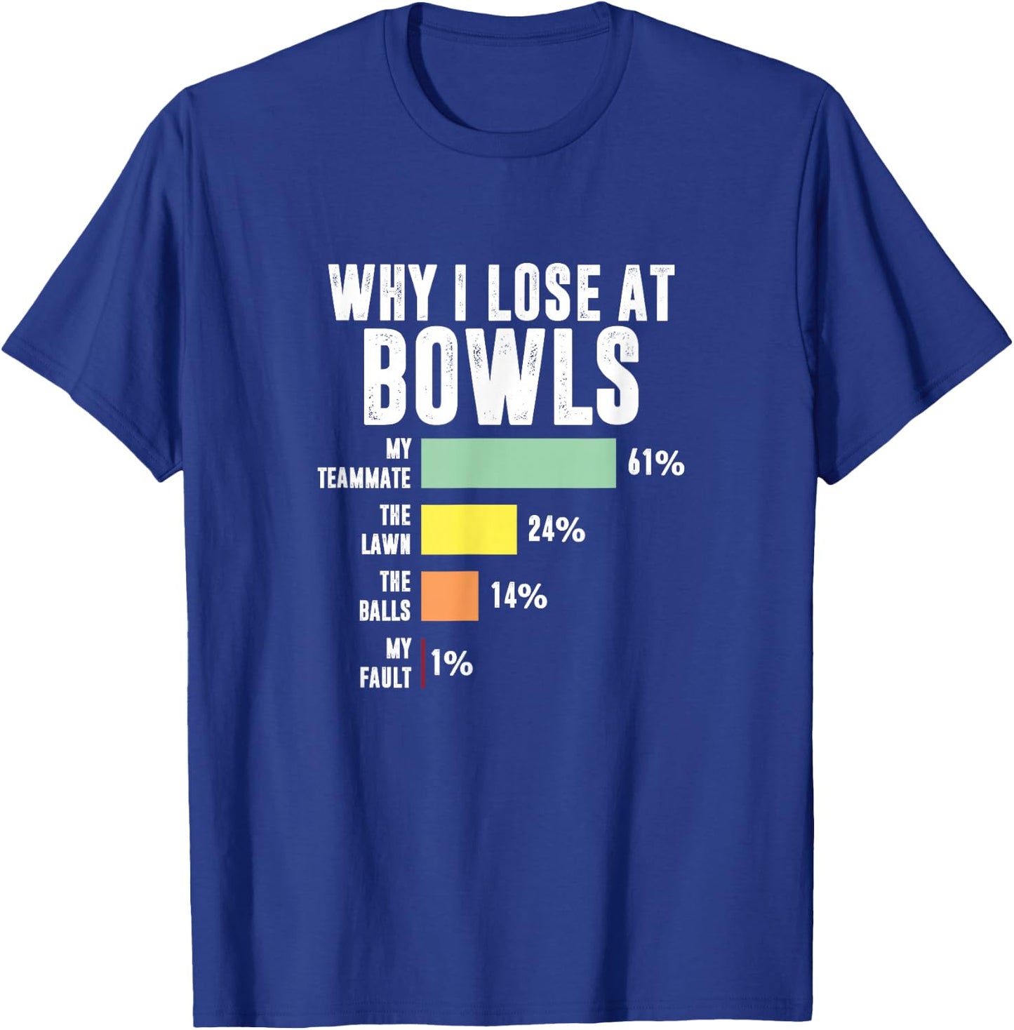 Why I Lose At Bowls, Funny Lawn Bowling T-Shirt - T-Shirt | Royal