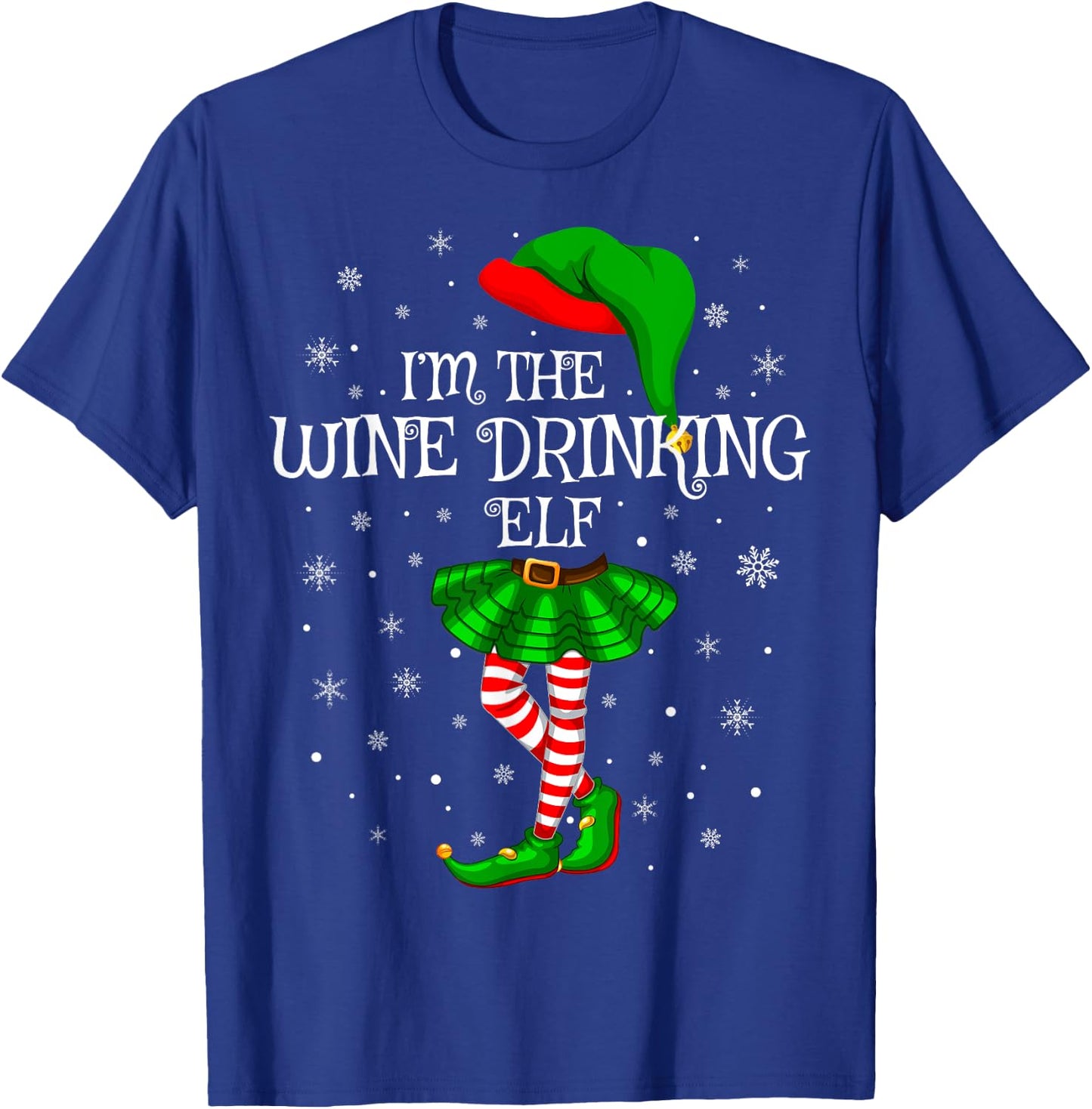 Matching Family Group I'm The Wine Drinking Elf Christmas T-Shirt - T-Shirt | Royal