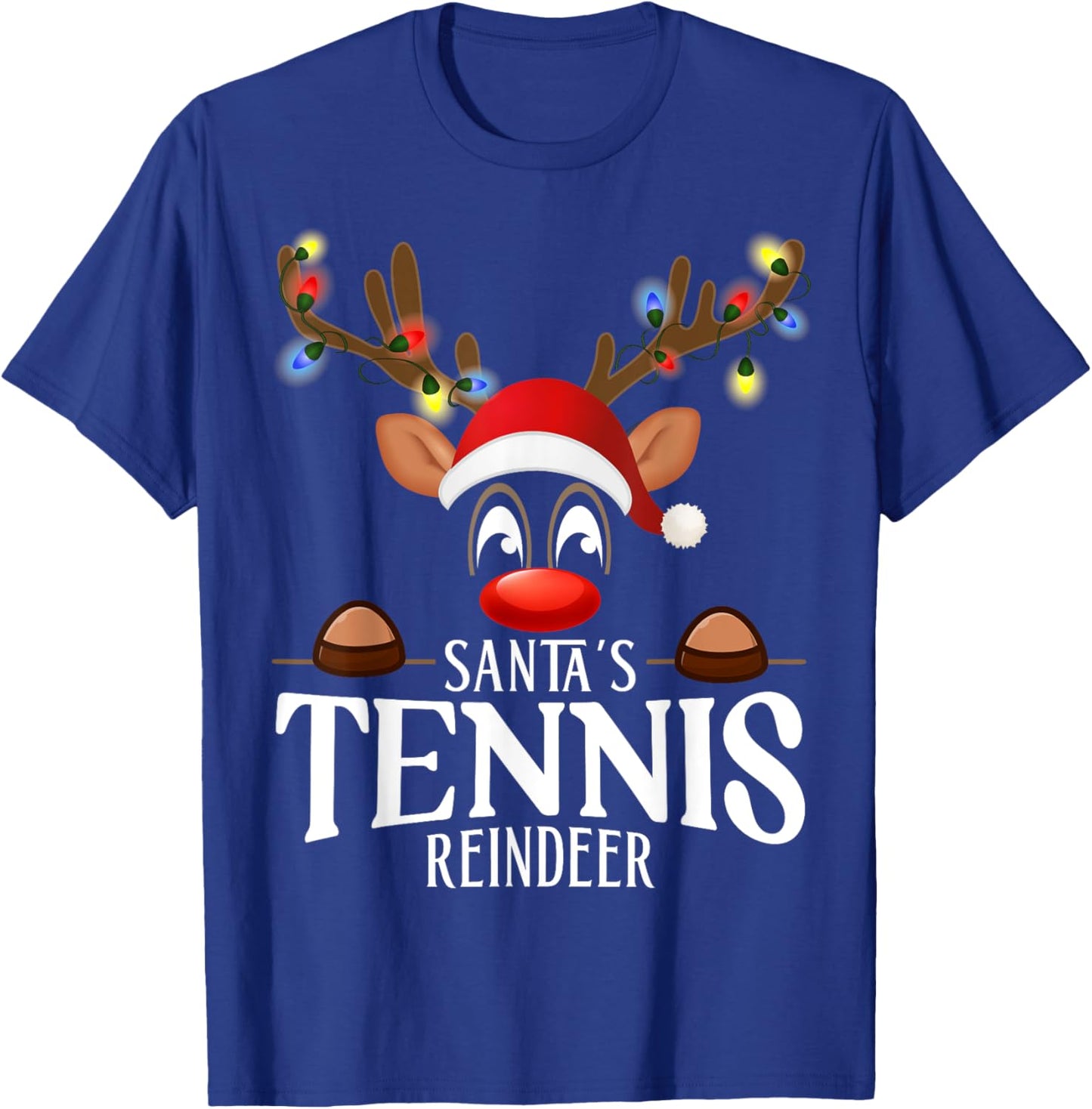 Santa's Tennis Reindeer Funny XMas Matching PJS T-Shirt - T-Shirt | Royal