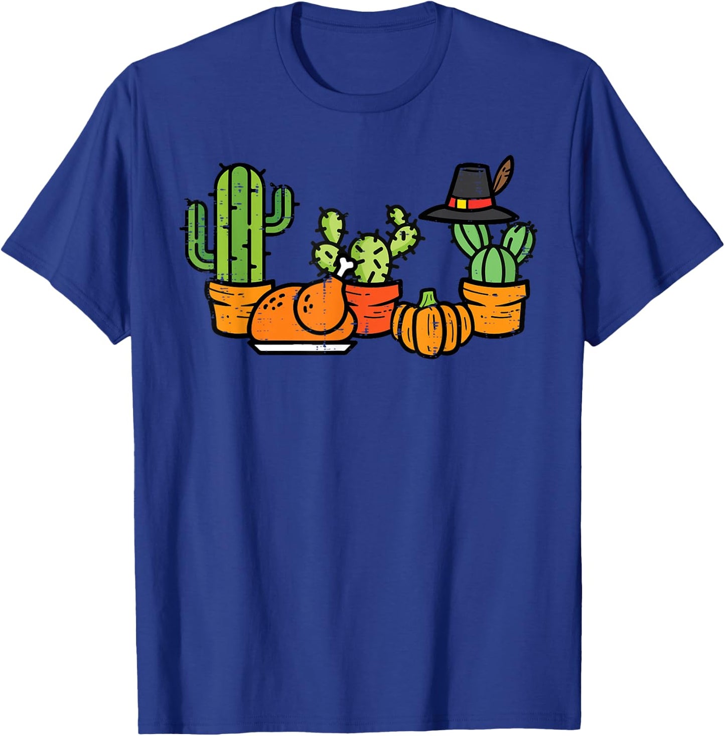 Thanksgiving Cactus Turkey Day Succulent Plant Women Kid Men T-Shirt - T-Shirt | Royal