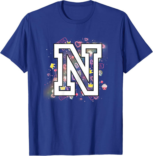 Kids Letter N Clothing For a Girl Who's Name Starts With N T-Shirt - T-Shirt | Royal