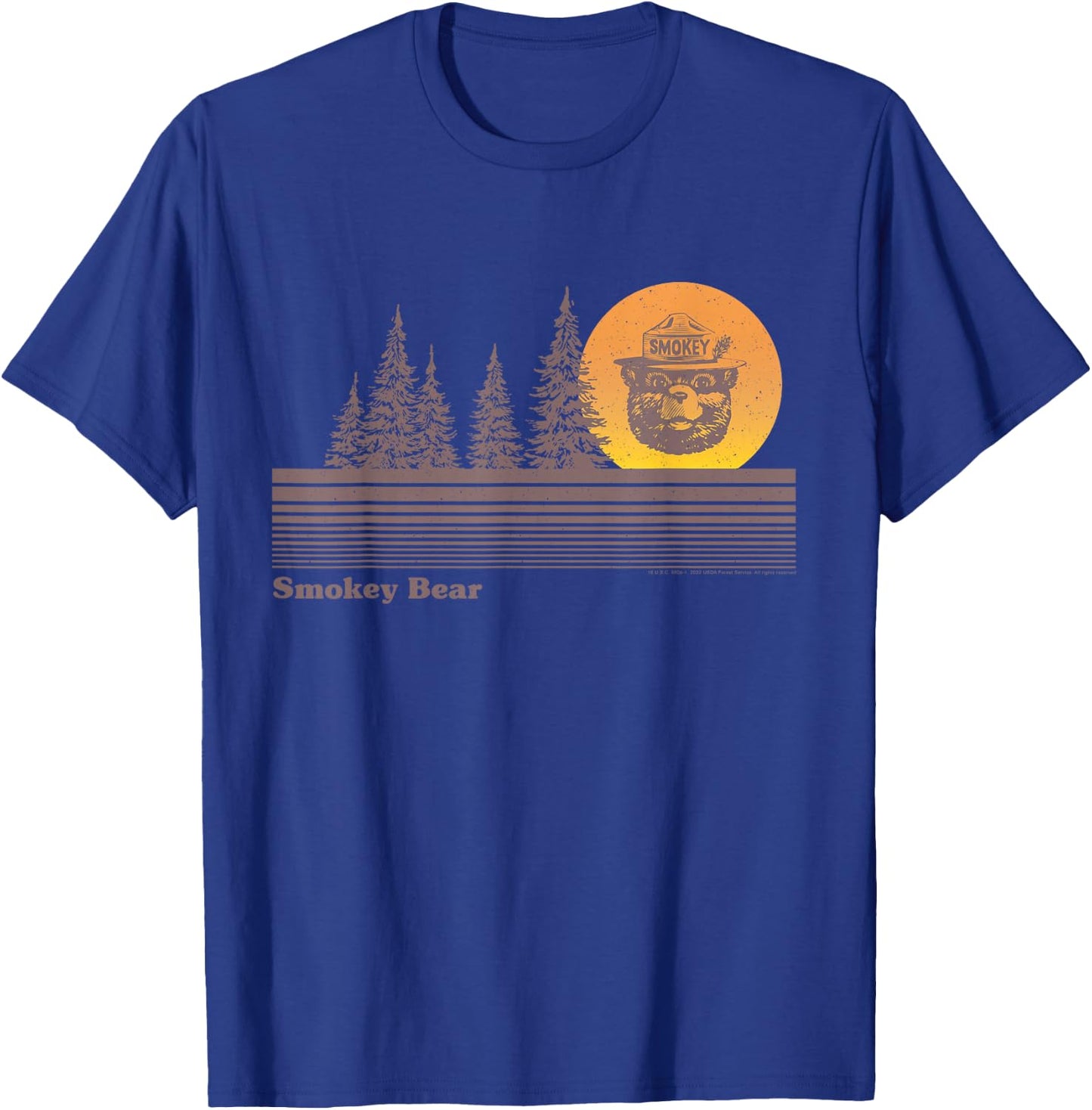 Smokey Bear Vintage Sunset Retro Forest Fire Prevention PSA T-Shirt - T-Shirt | Royal