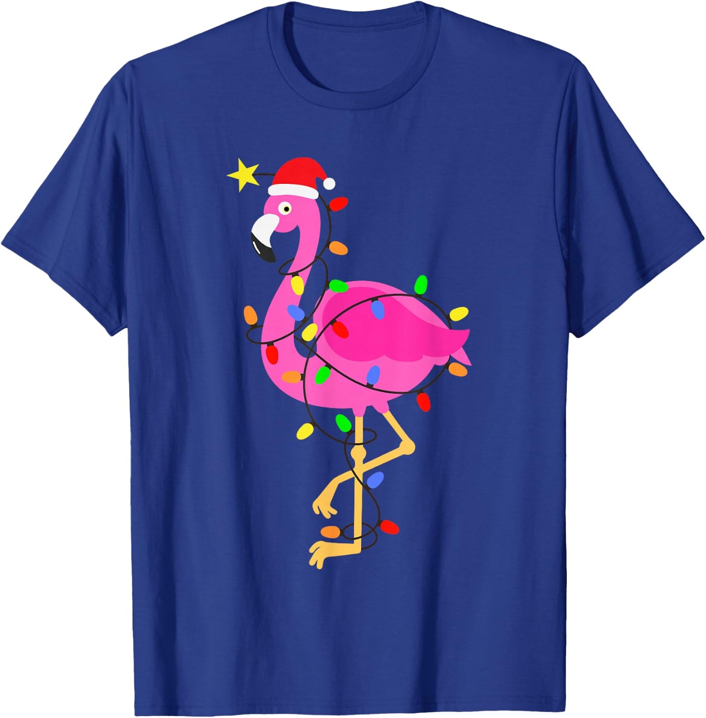 Funny Pink Flamingo in Santa Hat Christmas in July Men Women T-Shirt - T-Shirt | Royal