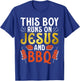 This Boy runs on Jesus and BBQ Grill Barbecue Grilling T-Shirt - T-Shirt | Royal