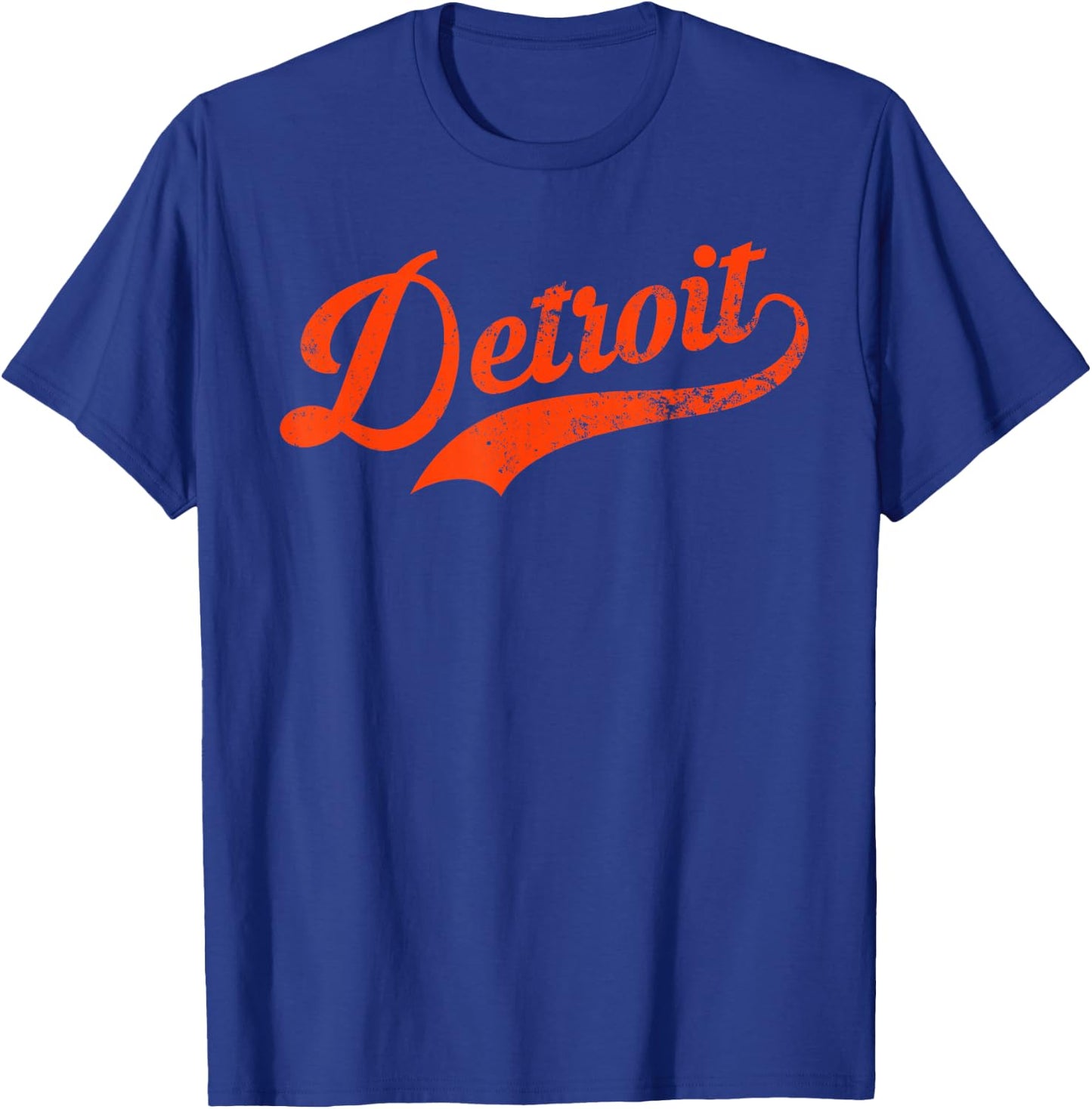 Retro Detroit Baseball City Distressed T-Shirt - T-Shirt | Royal