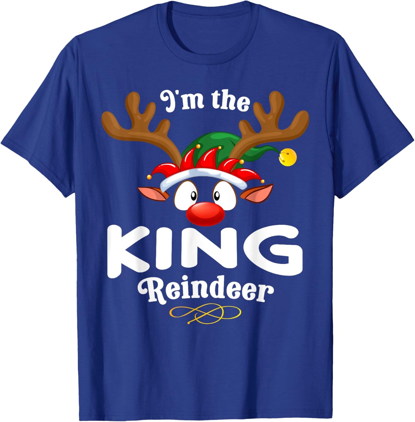 Christmas PJS King XMas Reindeer Matching T-Shirt - T-Shirt | Royal