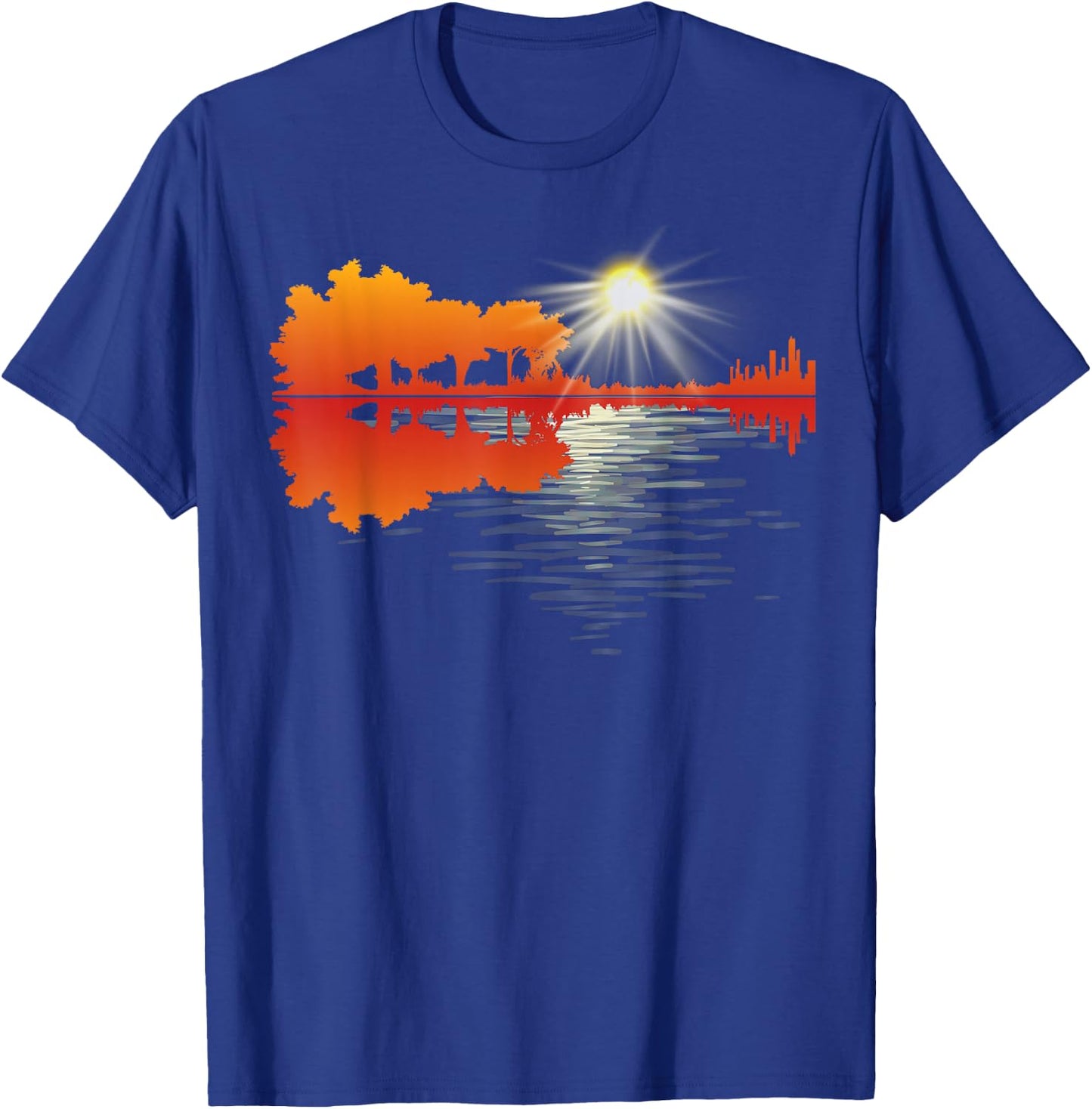Nature Guitar Lake Shadow Love Guitar Musician Guitar lover T-Shirt - T-Shirt | Royal