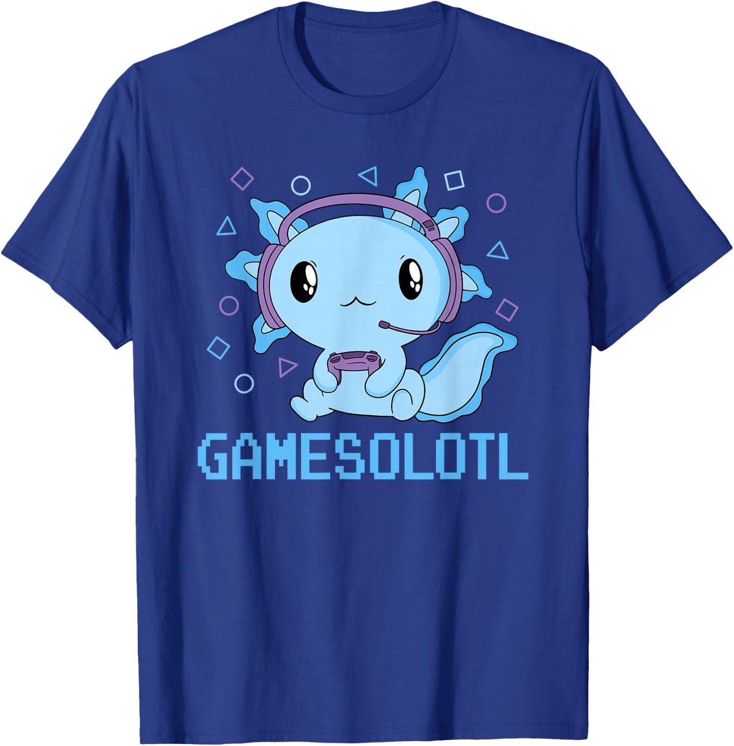 Funny Gamesolotl Kawaii Gaming Axolotl Video Gamer Boys Kids T-Shirt - T-Shirt | Royal