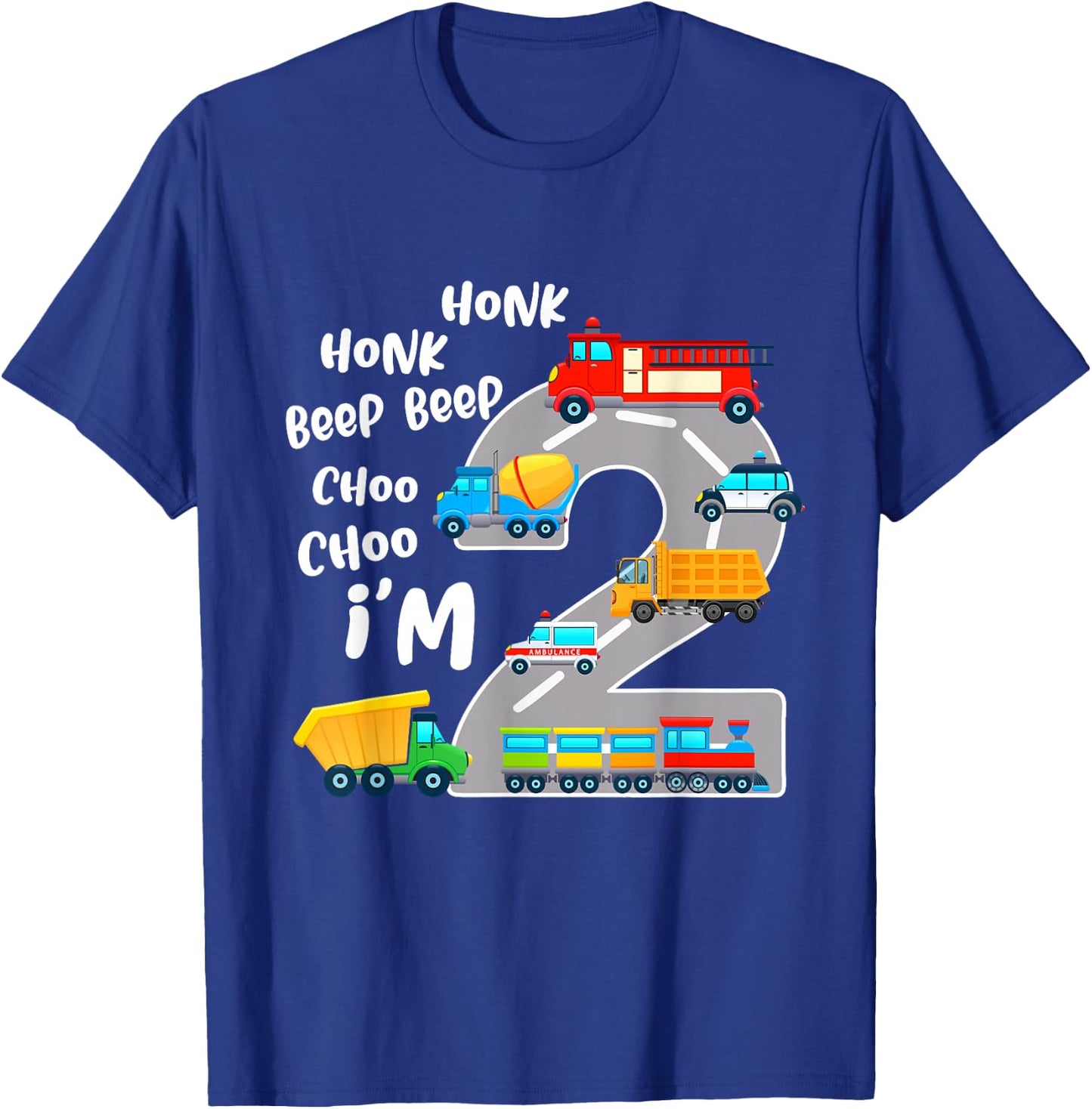 2 Year Old Birthday Transportation 2nd Party Kids T-Shirt - T-Shirt | Royal