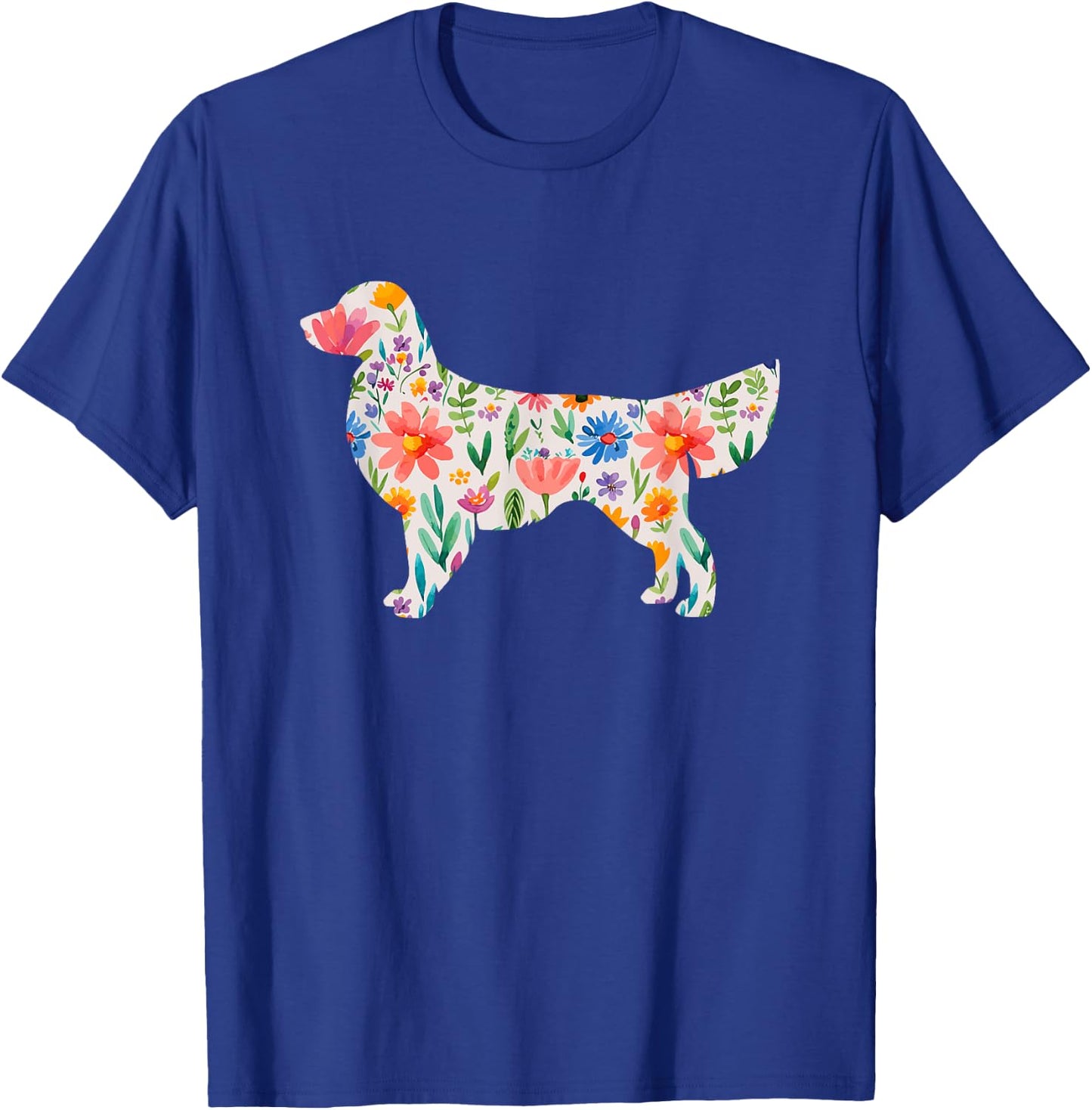 Golden Retriever watercolor flowers design T-Shirt - T-Shirt | Royal