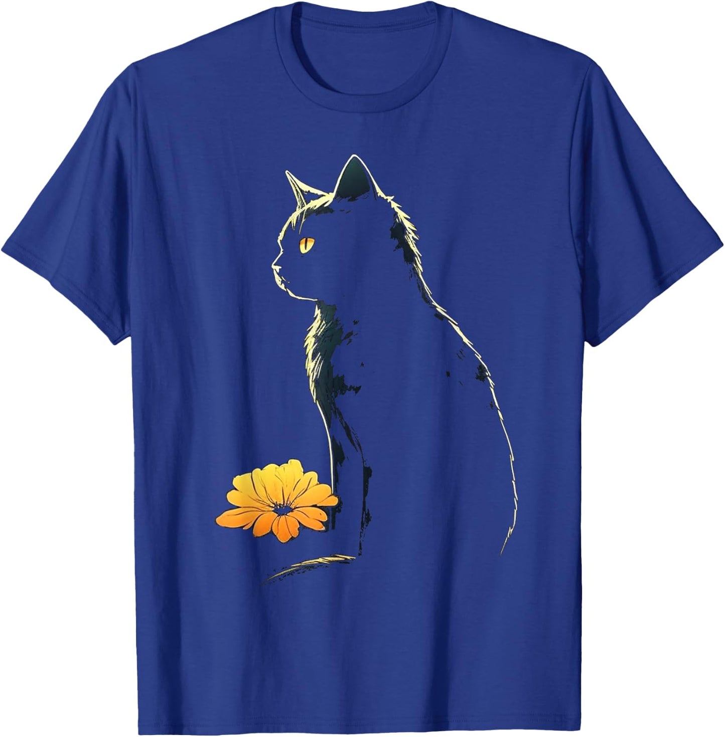 Cat Artwork - Flowers Art Cat Motif Animal Cat T-Shirt - T-Shirt | Royal