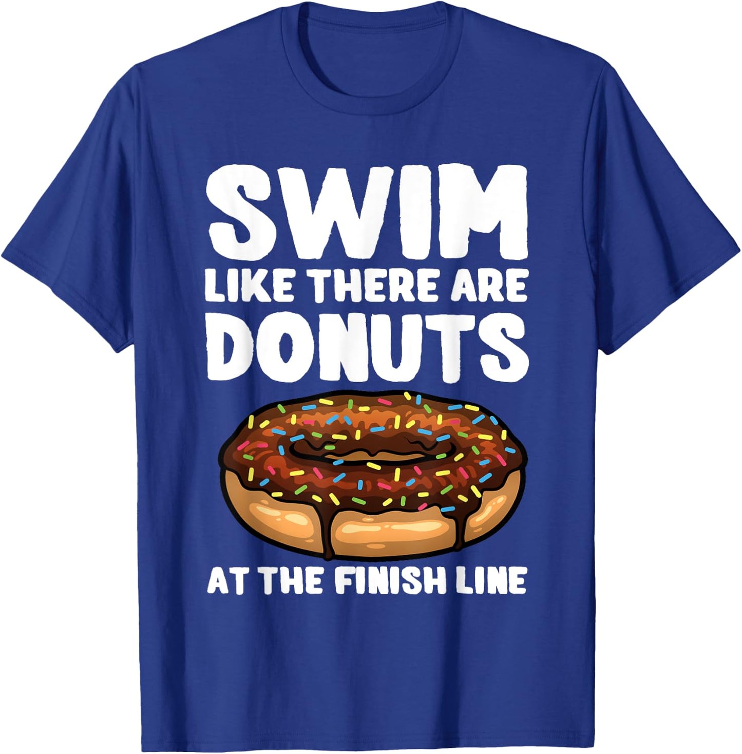 Funny Swimming Donut Design Men Women Swimmer Sports Athlete T-Shirt - T-Shirt | Royal
