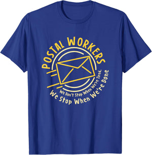 Mail Carrier Driving Mail Truck To Postal Office Post Office Work Postbox Parcel And Letter Delivery Postman T-Shirt - T-Shirt | Royal