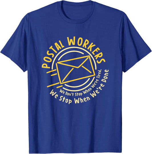 Mail Carrier Driving Mail Truck To Postal Office Post Office Work Postbox Parcel And Letter Delivery Postman T-Shirt - T-Shirt | Royal
