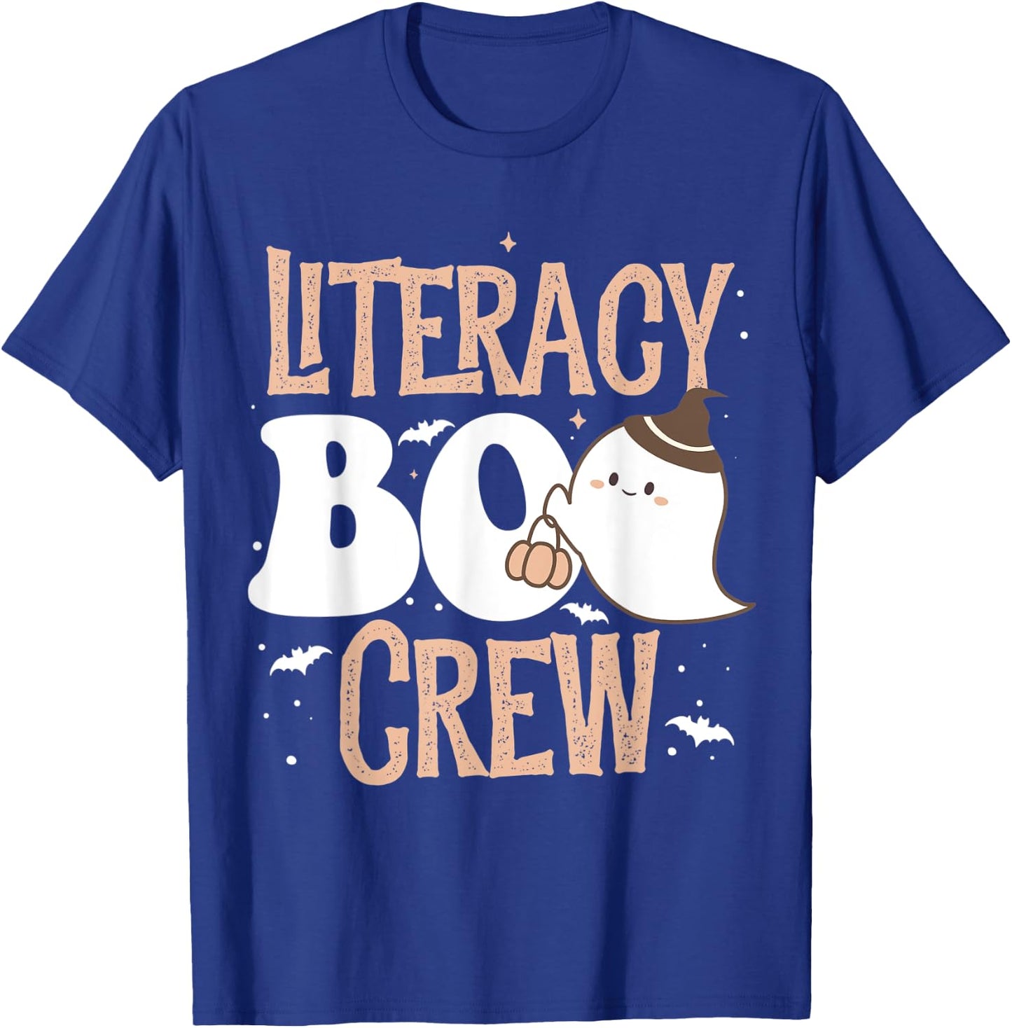 Funny Cute Halloween Literacy BOO Crew Costume Teacher Men Women Kids T-Shirt - T-Shirt | Royal