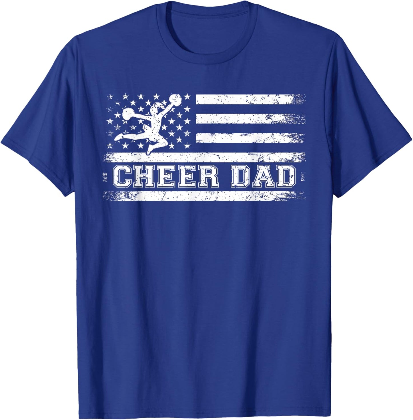 Purple Cheer Dad Usa Flag Vintage Cheerleader T-Shirt - T-Shirt | Royal