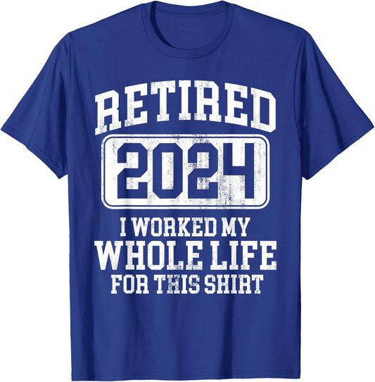 Retired 2024 Retirement Men Women Humor T-Shirt - T-Shirt | Royal