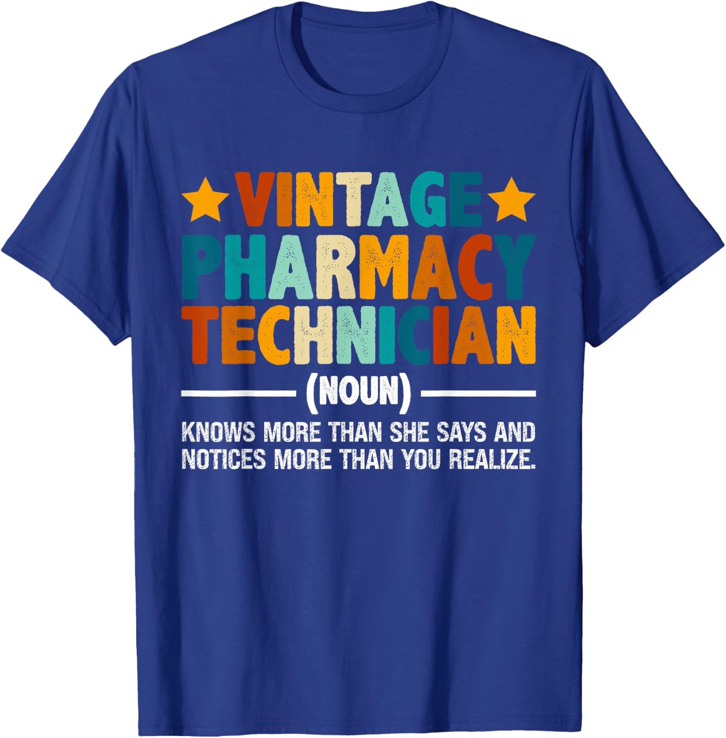 Vintage Pharmacy Technician Funny Pharmacist Tech Definition T-Shirt - T-Shirt | Royal