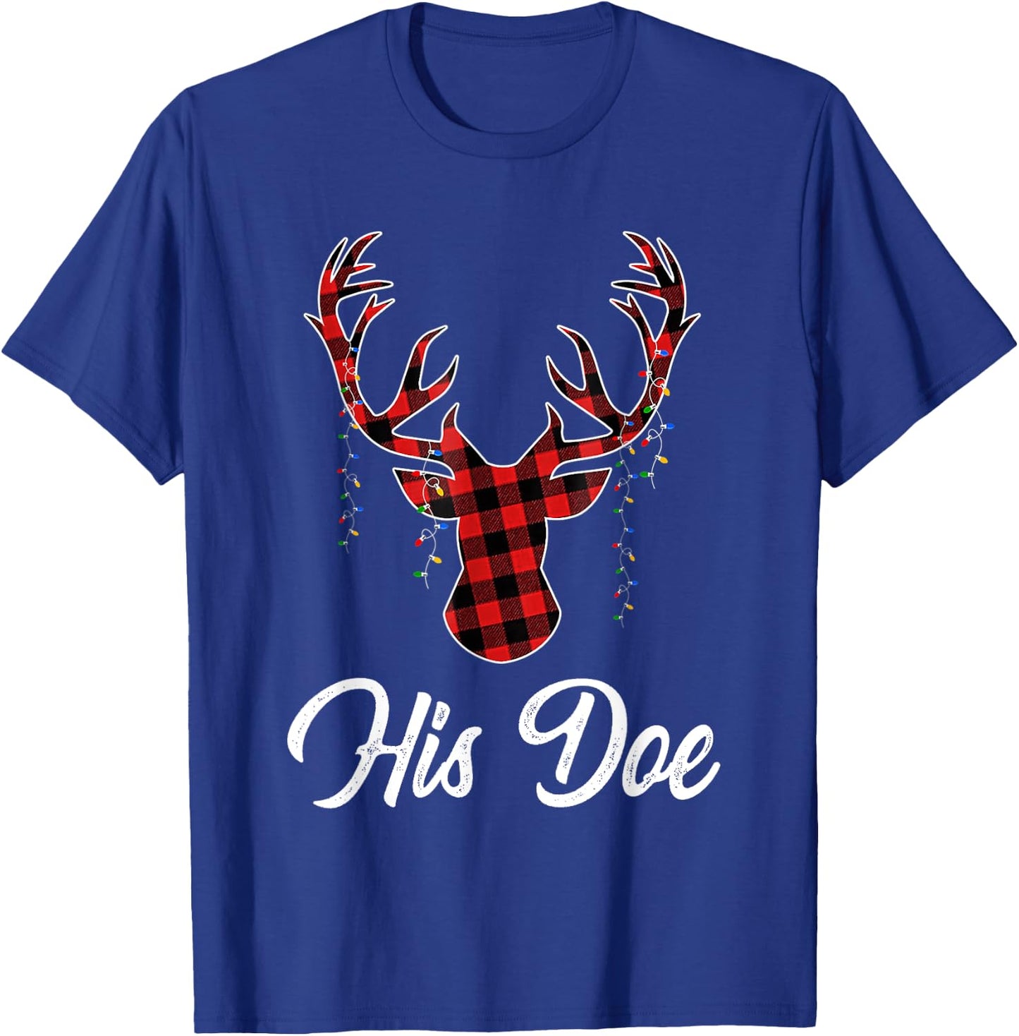 Christmas Couple Matching Pajama Set Her Buck His Doe T-Shirt - T-Shirt | Royal