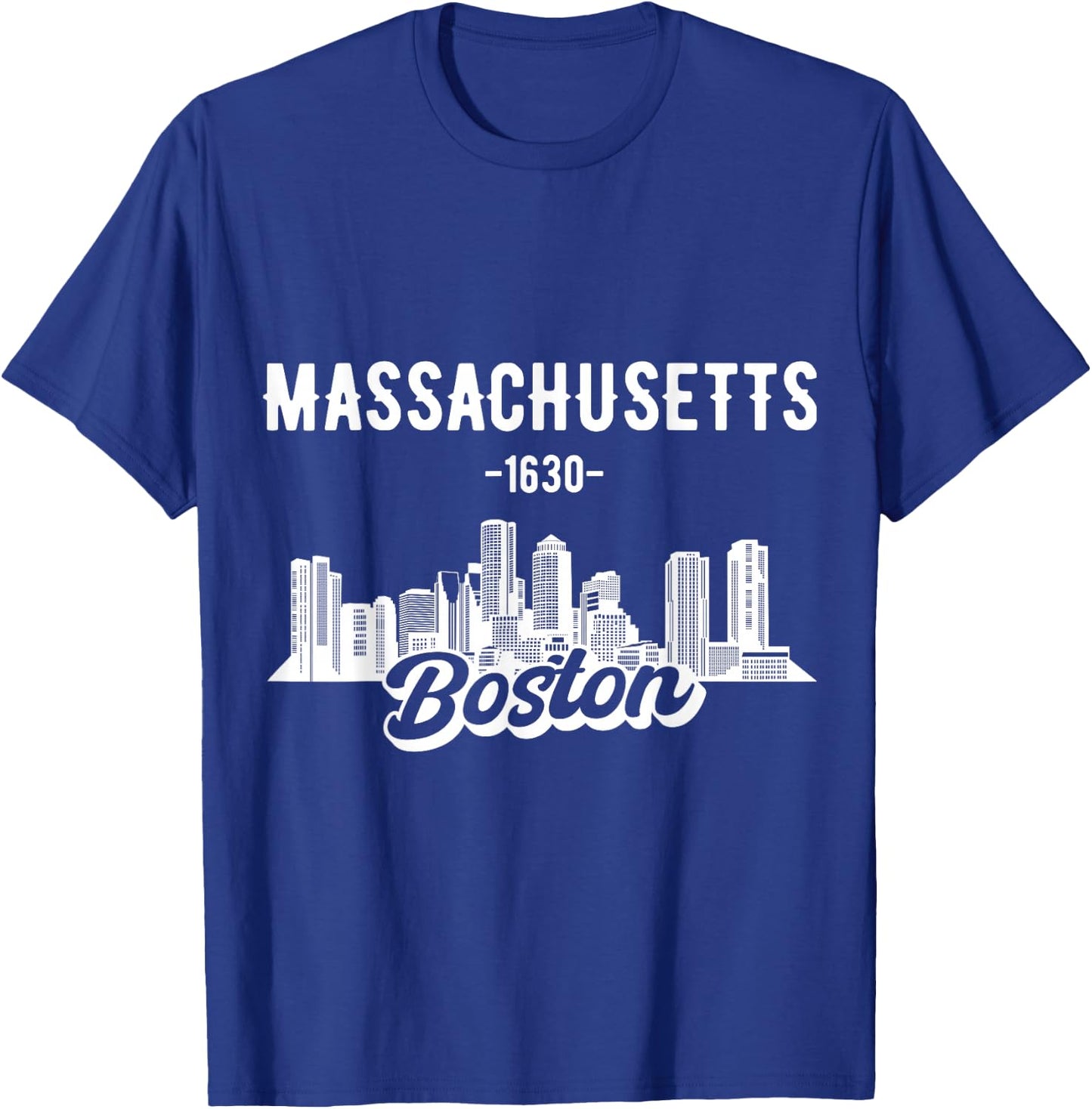 Boston Massachusetts Skyline T-Shirt - T-Shirt | Royal