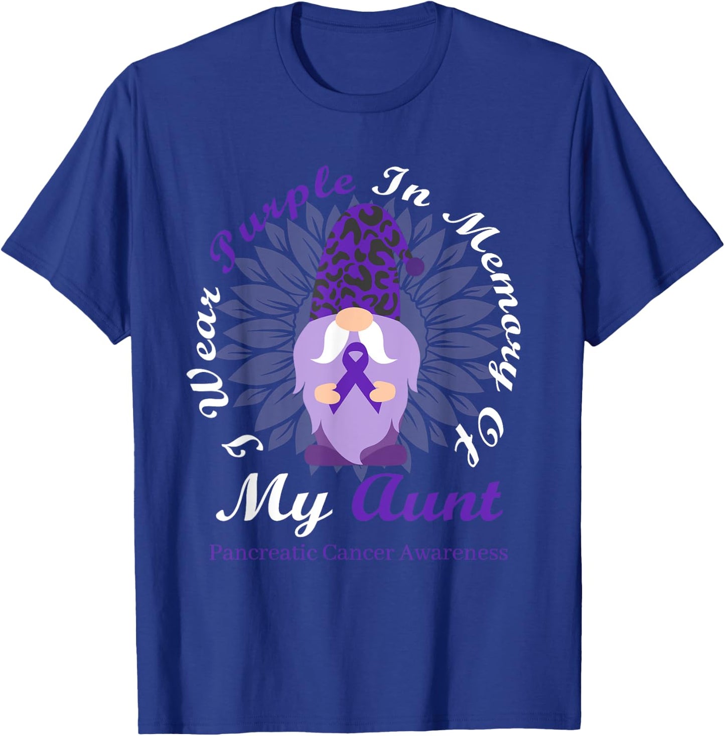 I Wear Purple In Memory Of My Aunt Pancreatic Cancer T-Shirt - T-Shirt | Royal