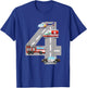 Emergency Vehicles 4th Birthday Fire Truck Police Car Boys T-Shirt - T-Shirt | Royal
