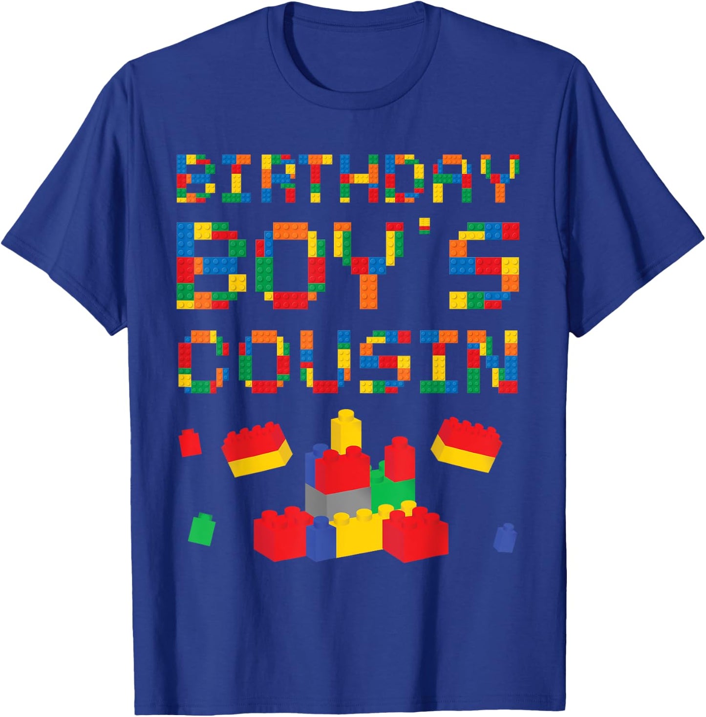 Building Block Cousin Of Birthday Boy T-Shirt - T-Shirt | Royal