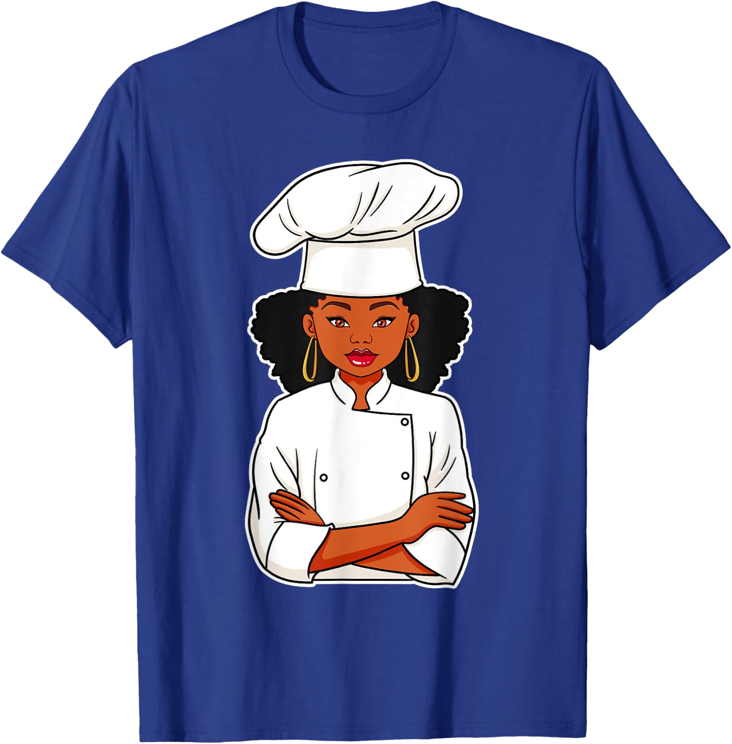 Chef African American Black Woman Afro Hair Cook Culinarian T-Shirt - T-Shirt | Royal