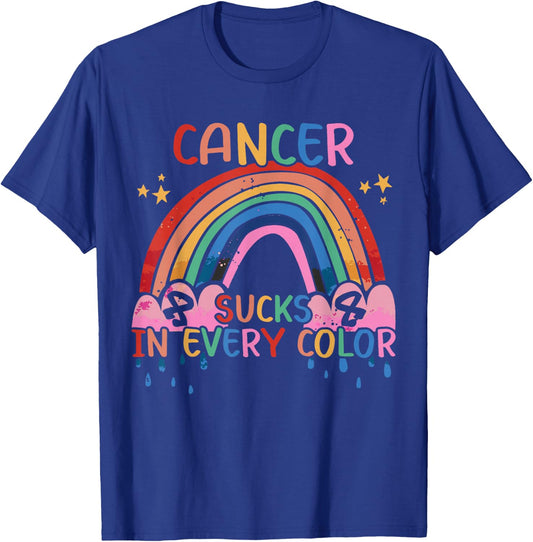 Cancer Sucks In Every Color Fighter | Fight The Cancer T-Shirt - T-Shirt | Royal