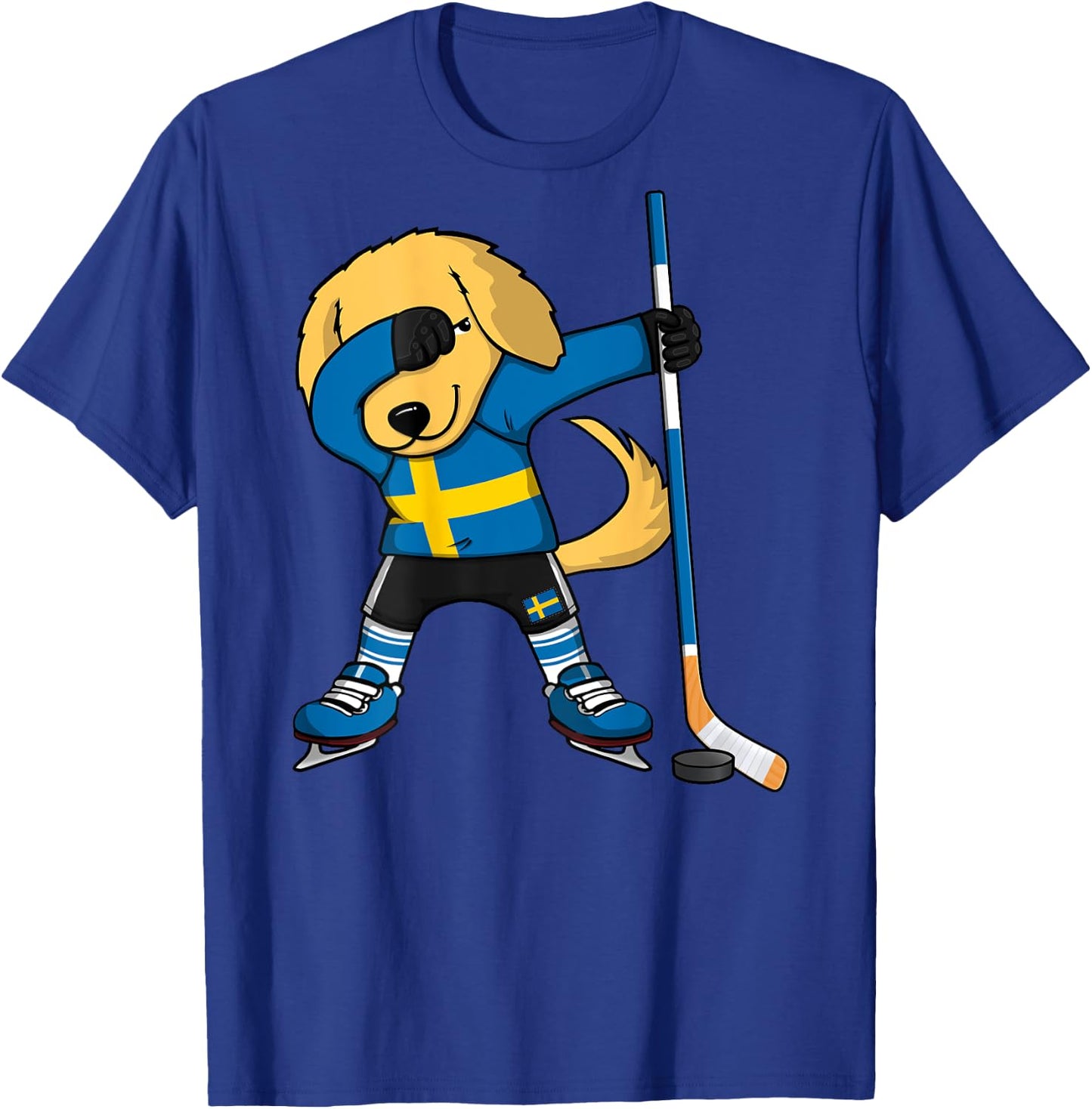 Dabbing Golden Retriever Sweden Ice Hockey Lovers Jersey Art T-Shirt - T-Shirt | Royal