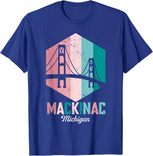 Retro Mackinac Bridge Souvenir Mackinaw Vintage Michigan T-Shirt - T-Shirt | Royal