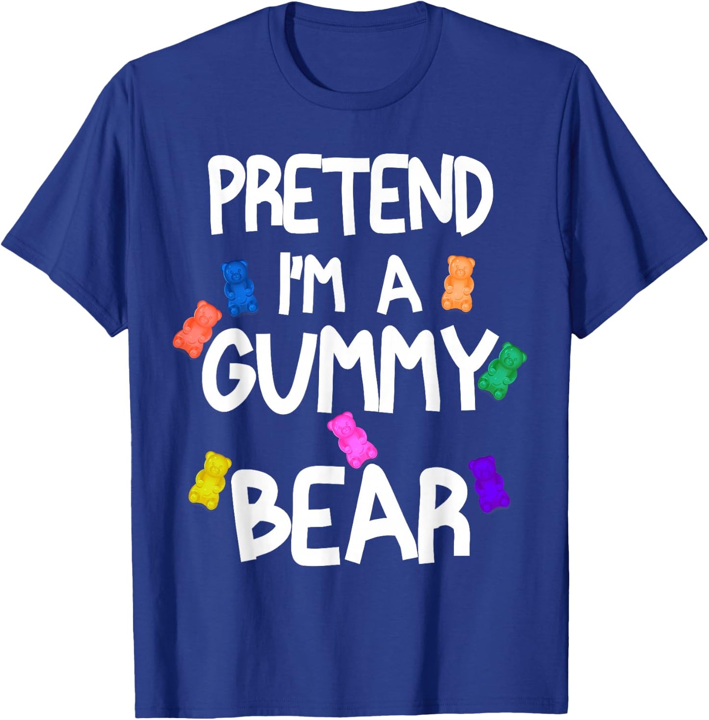 Pretend I'm A Gummy Bear Funny Lazy Halloween Costume T-Shirt - T-Shirt | Royal
